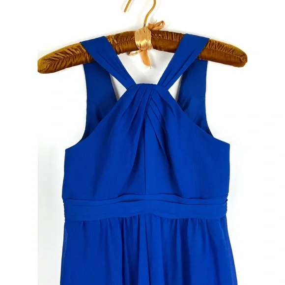 David’s Bridal Chiffon Royal Blue Prom/Bridesmaids Women’s Dress Sz: 2 - Picture 3 of 10